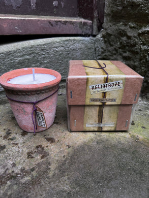No 54 Heliotrope With Rain Lily Candle in Rustic Terracotta Planter