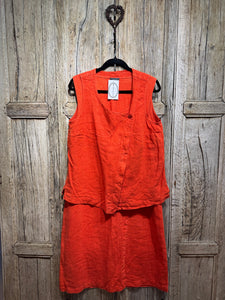 Preloved Oska Sleeveless Orange Linen Dress