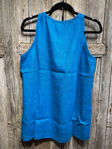 LUUKAA Turquoise Linen Sleeveless Top 25Y0138 SS25