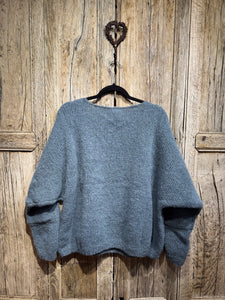 BIBICO by Snow Leah V Neck Smoked Blue Jumper BW25KT025