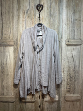 Preloved TERRY MACEY Taupe Linen Stripe Tunic Shirt