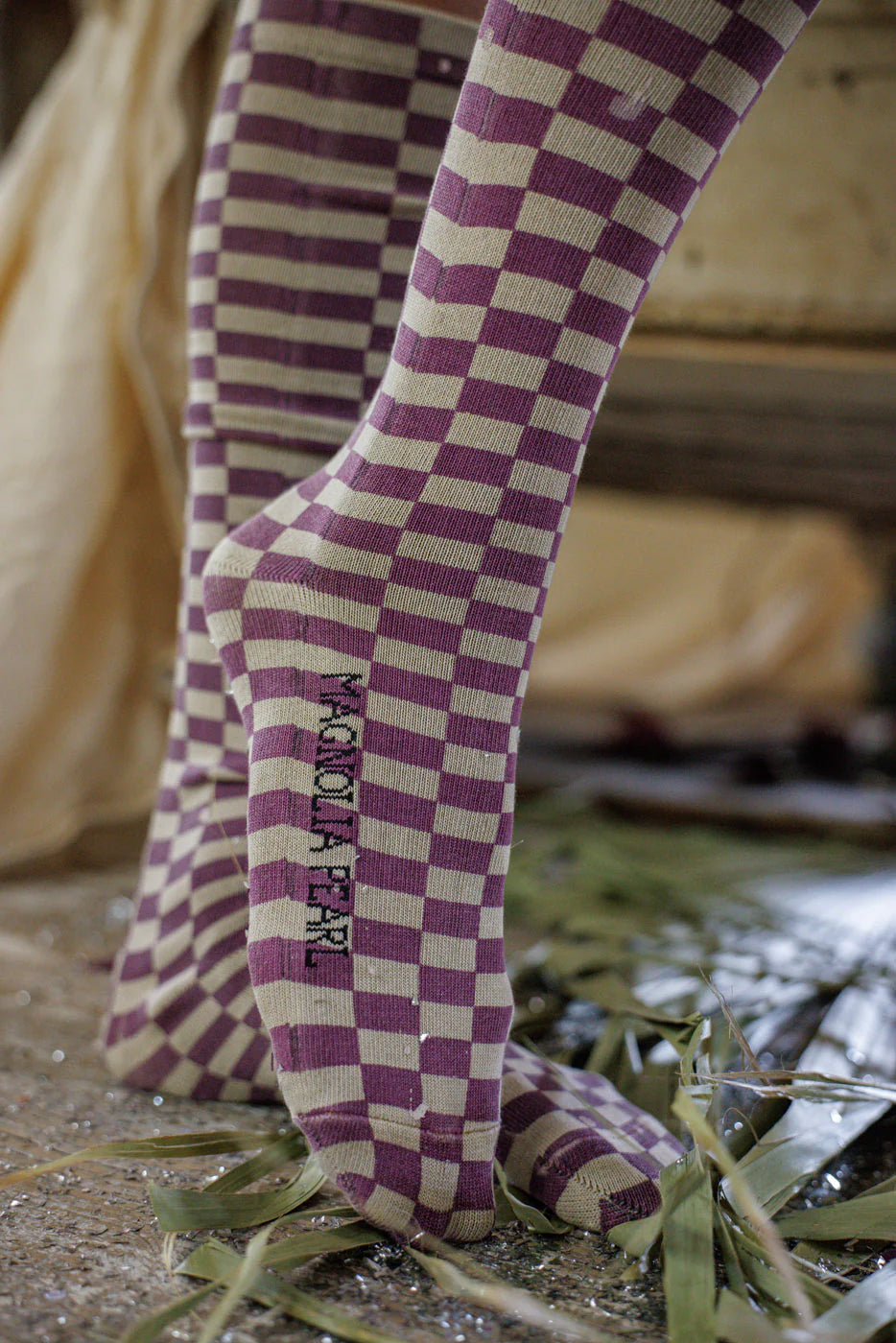 Magnolia Pearl Bishop Checkered Over-the-Knee Socks 173