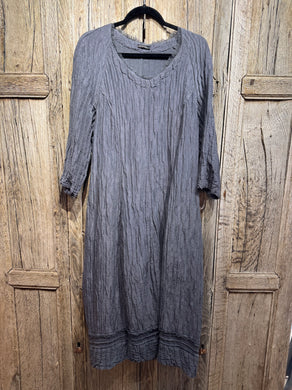 Preloved Grizas Blue Grey Linen & Silk Dress