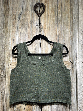 Handknits by ME Forest Green Crop Wool Vest