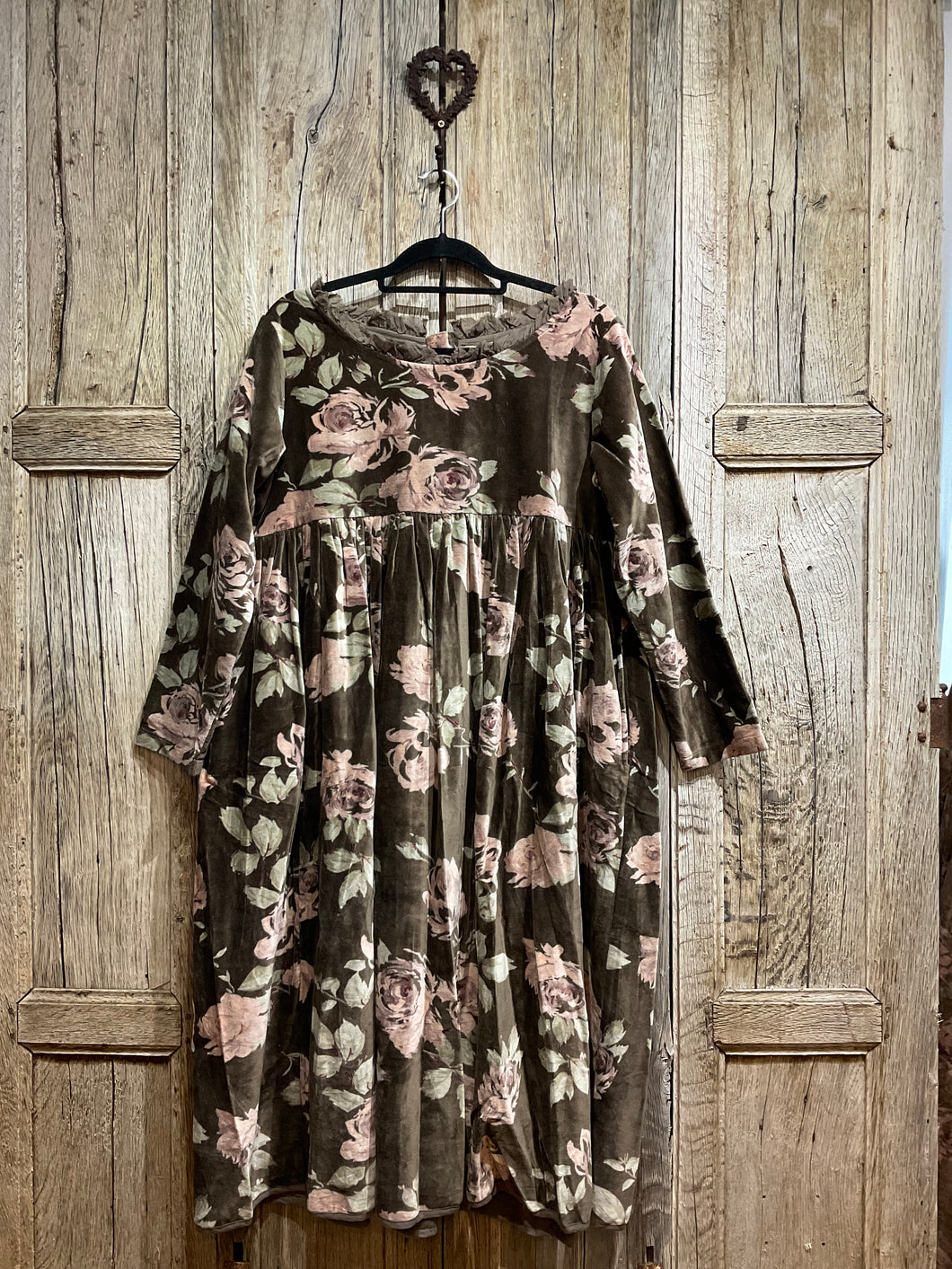 Les Ours Velour Fleur Chocolat Dress AW24