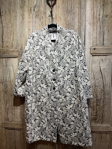 Preloved Sahara Cotton Mix Grey & White Floral Duster Coat