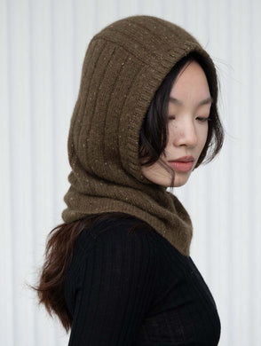Oats & Rice Cashmere Ribbed Balaclava Green OR25-H05