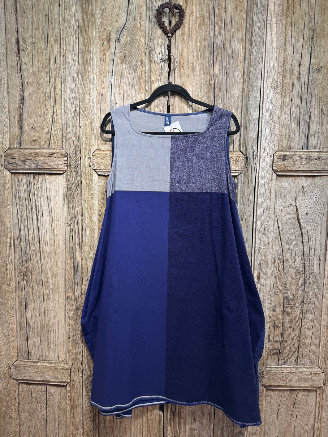 Preloved Officinae Blue Patchwork Pinafore Dress