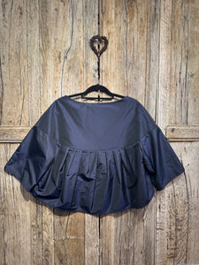 Preloved Officinae Navy Taffeta Top