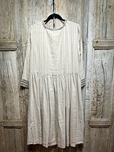 Preloved Ewa i Walla Brown Linen Stripe Dress