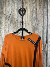 Preloved NAYA Orange & Black Top with Zip Detail