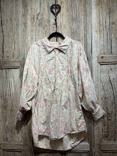 Preloved Magnolia Pearl Dandelion Blockprint Tora Shirt 1123