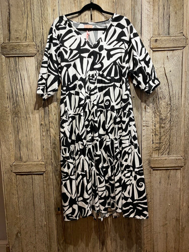 Preloved Goa Black & White Print Cotton Dress