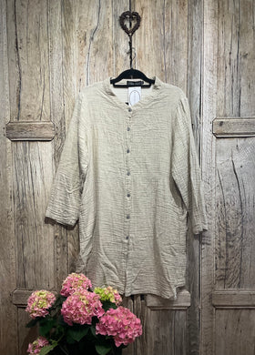 Preloved BELLA BLUE, Beige Button Cotton Tunic
