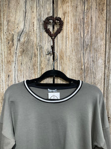 Preloved NAYA Green & Black Top with White Trim
