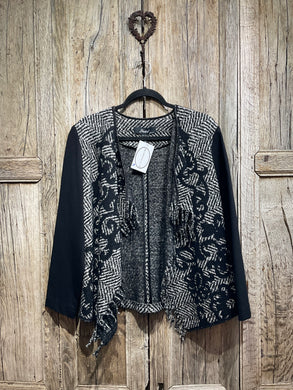 Preloved Black and White Knit Cardigan