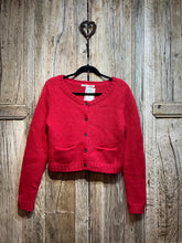 Preloved Cabbages and Roses Red Crop Wool Cardigan