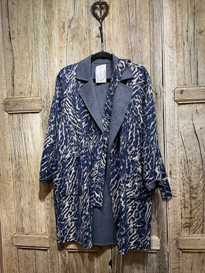 Preloved MAX MARA WEEKEND Reversible Blue Animal Print Coat