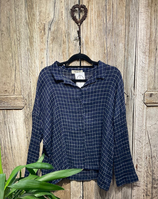 Preloved MAMA B Crinkly Navy Check Blouse
