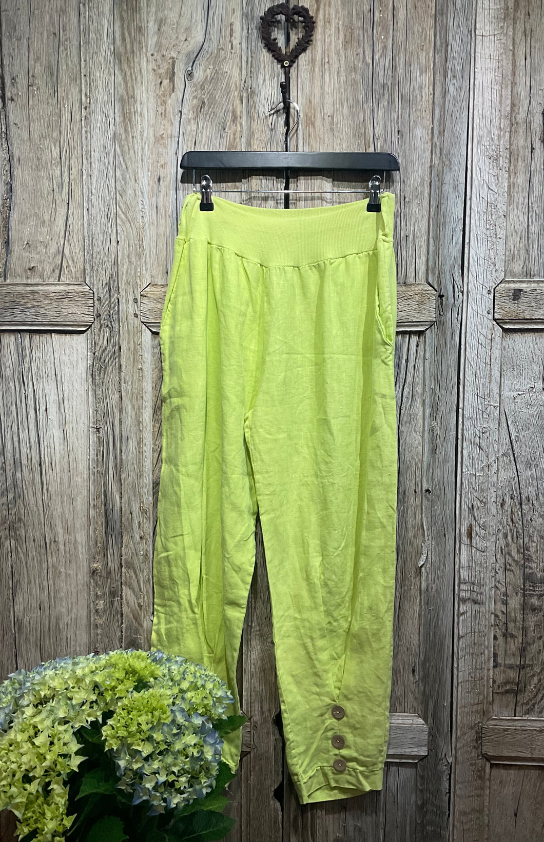 Preloved LUIGI MODA, Lime Green Linen Trousers