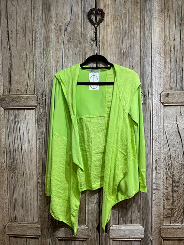 Preloved Naya Cotton Linen Hooded Jacket Lime Green