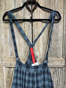 Preloved Blue Check Pinafore Dress with Patches 22909