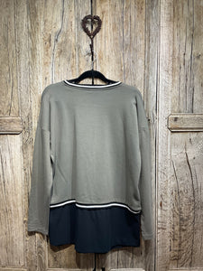Preloved NAYA Green & Black Top with White Trim