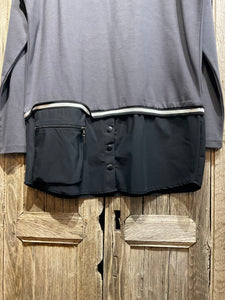 Preloved NAYA Grey & Black Top with White Trim