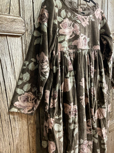 Les Ours Velour Fleur Chocolat Dress AW24