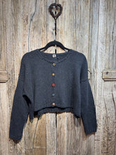 Handknits by ME Dark Grey Recycled Denim Crop Cardigan