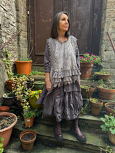 JLS Grey Embroidery Appliqué & Lace Layering Tunic Dress 1106