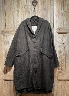 Preloved Grey Stripe Coat