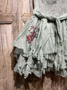 Preloved Mint Green Layered Skirt with Embroidery