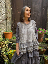 JLS Grey Embroidery Appliqué & Lace Layering Tunic Dress 1106