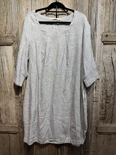 Preloved Mes Soeurs et Moi Grey Linen Stripe Dress