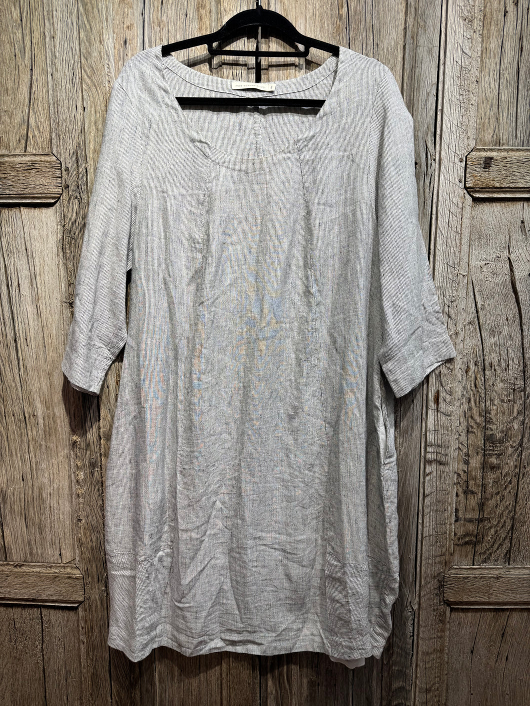 Preloved Mes Soeurs et Moi Grey Linen Stripe Dress