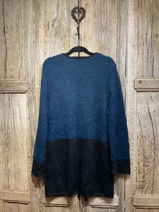 Preloved Blue & Black Alpaca Cardigan