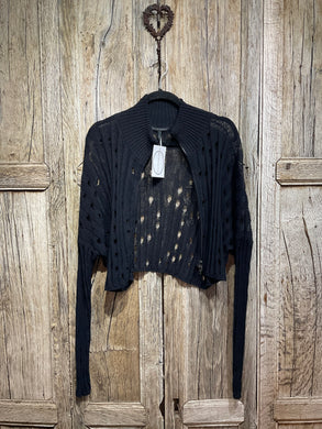 Preloved Sarah Pacini Black Knit Linen Cardigan
