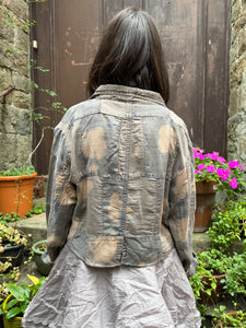JLS Blue Grey Dip Dyed Cropped Cotton Jacket