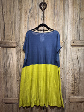 Preloved Apuntob Green & Navy  Linen Dress