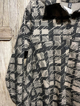 Preloved NESLAY Black and Taupe Square Block Print Coat
