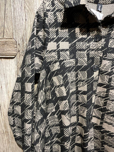 Preloved NESLAY Black and Taupe Square Block Print Coat