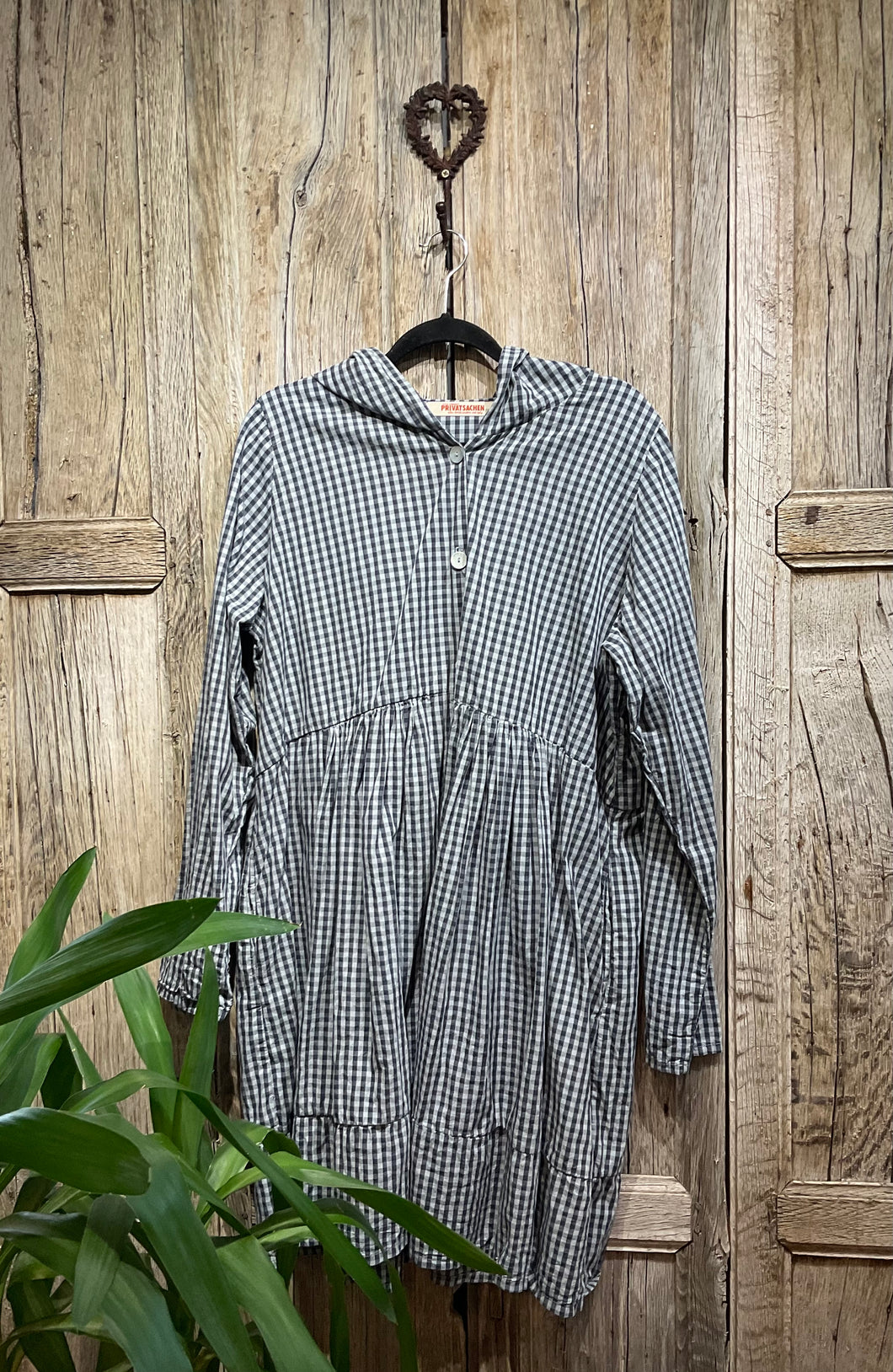 Preloved PRIVATSACHEN Blue Check Cotton Jacket/Smock