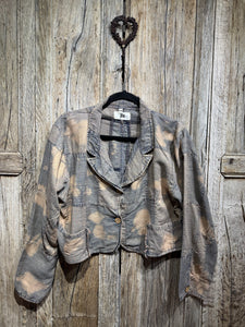 JLS Blue Grey Dip Dyed Cropped Cotton Jacket