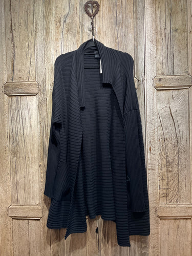 Preloved Å Black Rib Merino Wool Cardigan