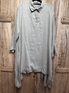 Preloved Grizas Eau De Nil Linen Dress Coat