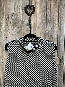 Preloved Black & White Check Long Jersey Tunic