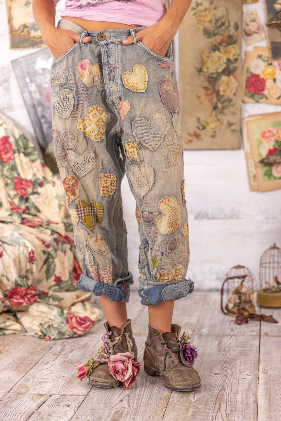 Magnolia Pearl Washed Indigo I Heart You Miner Pants 728