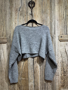 Knit Knit Cotton Mix Alpaca mix Crop Jumper K36 Grigio Scuro AW24