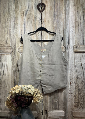 Preloved THE LINEN PRESS, Khaki Vest Waistcoat